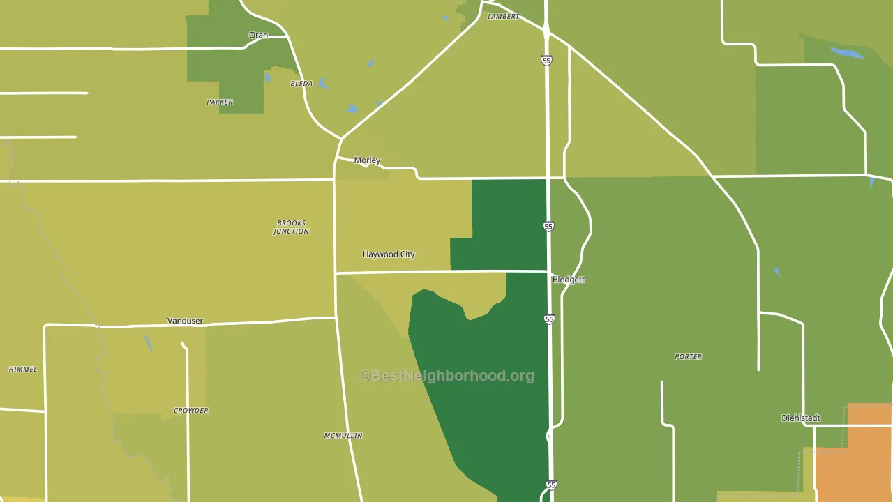 Scott County, MO block-group voter-turnout map