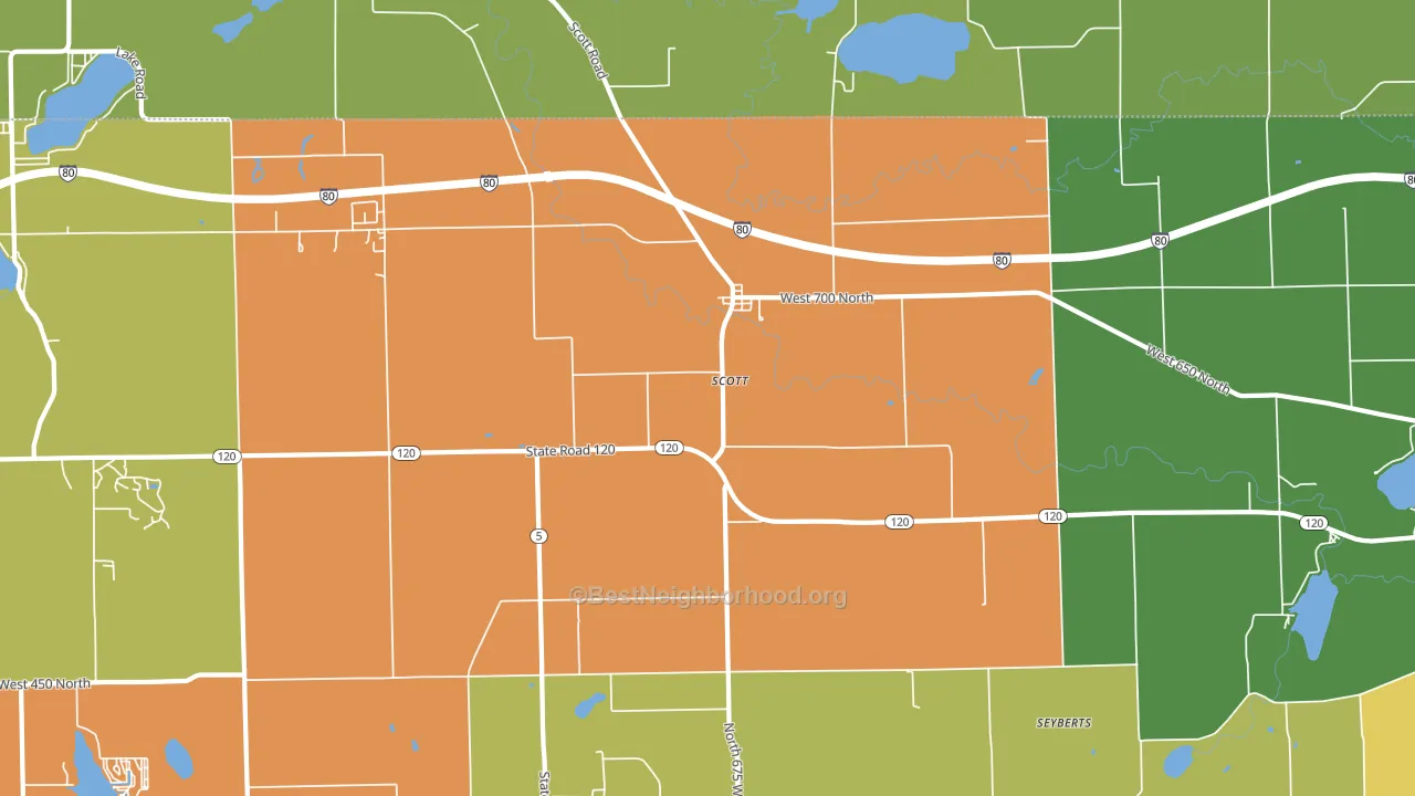 Scott, IN block-group voter-turnout map