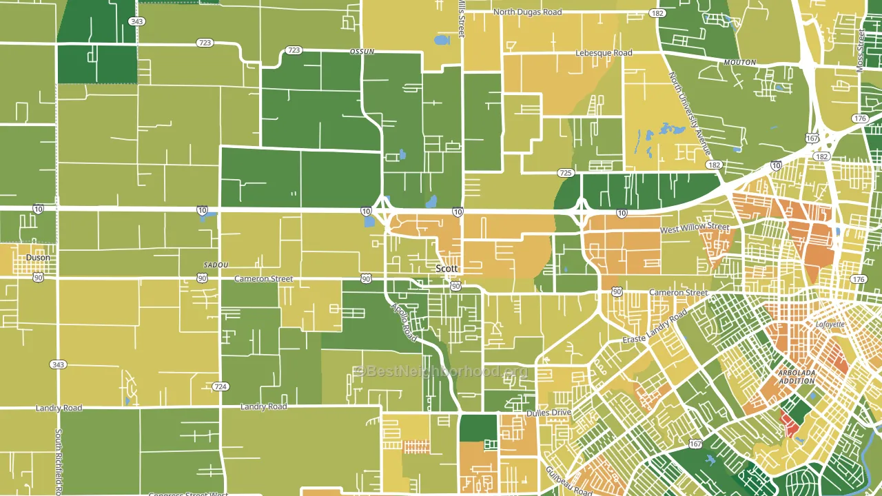 Scott, LA block-group voter-turnout map