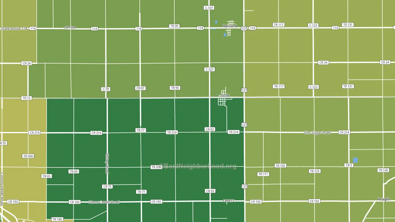 Scott, OH block-group voter-turnout map