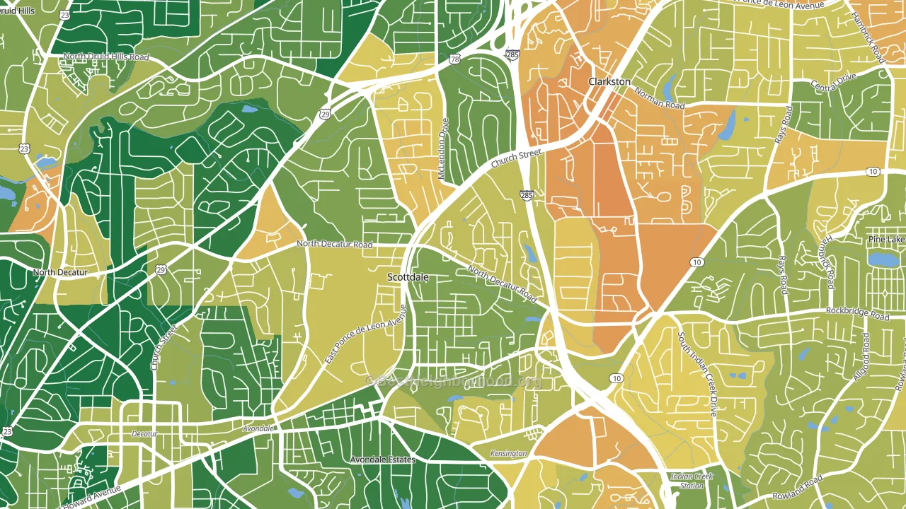 Scottdale, GA block-group voter-turnout map