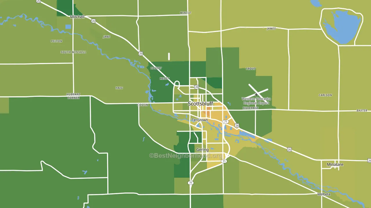 Scotts Bluff County, NE block-group voter-turnout map