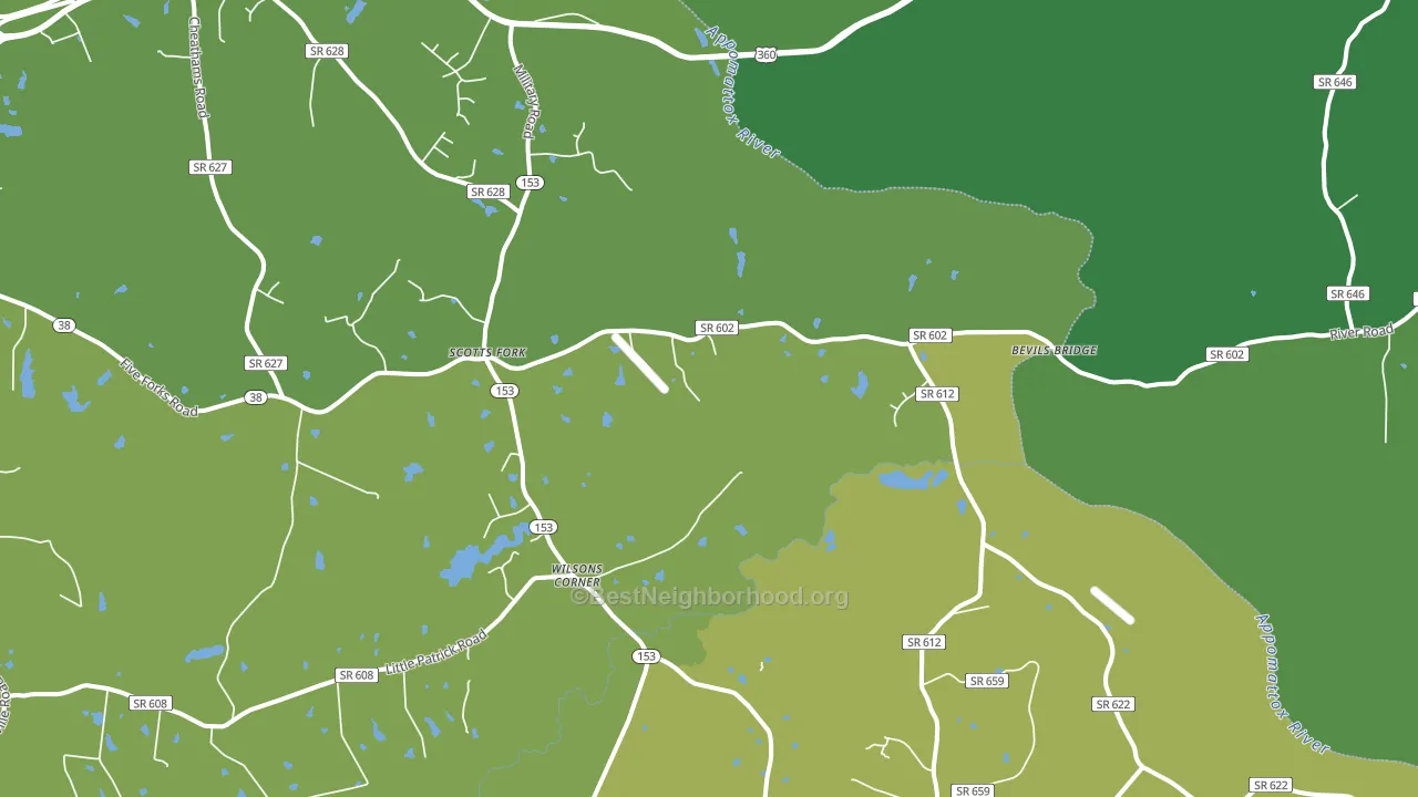 Scotts Fork, VA block-group voter-turnout map