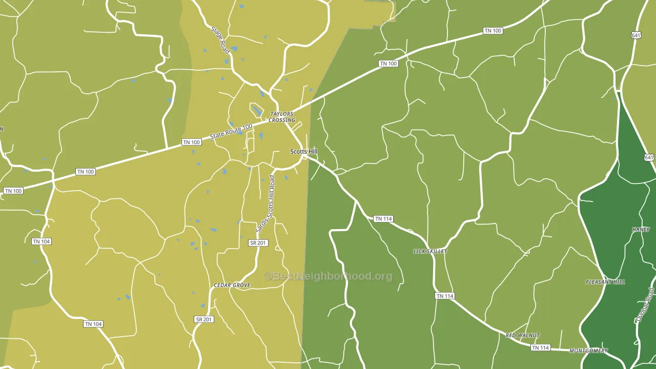 Scotts Hill, TN block-group voter-turnout map