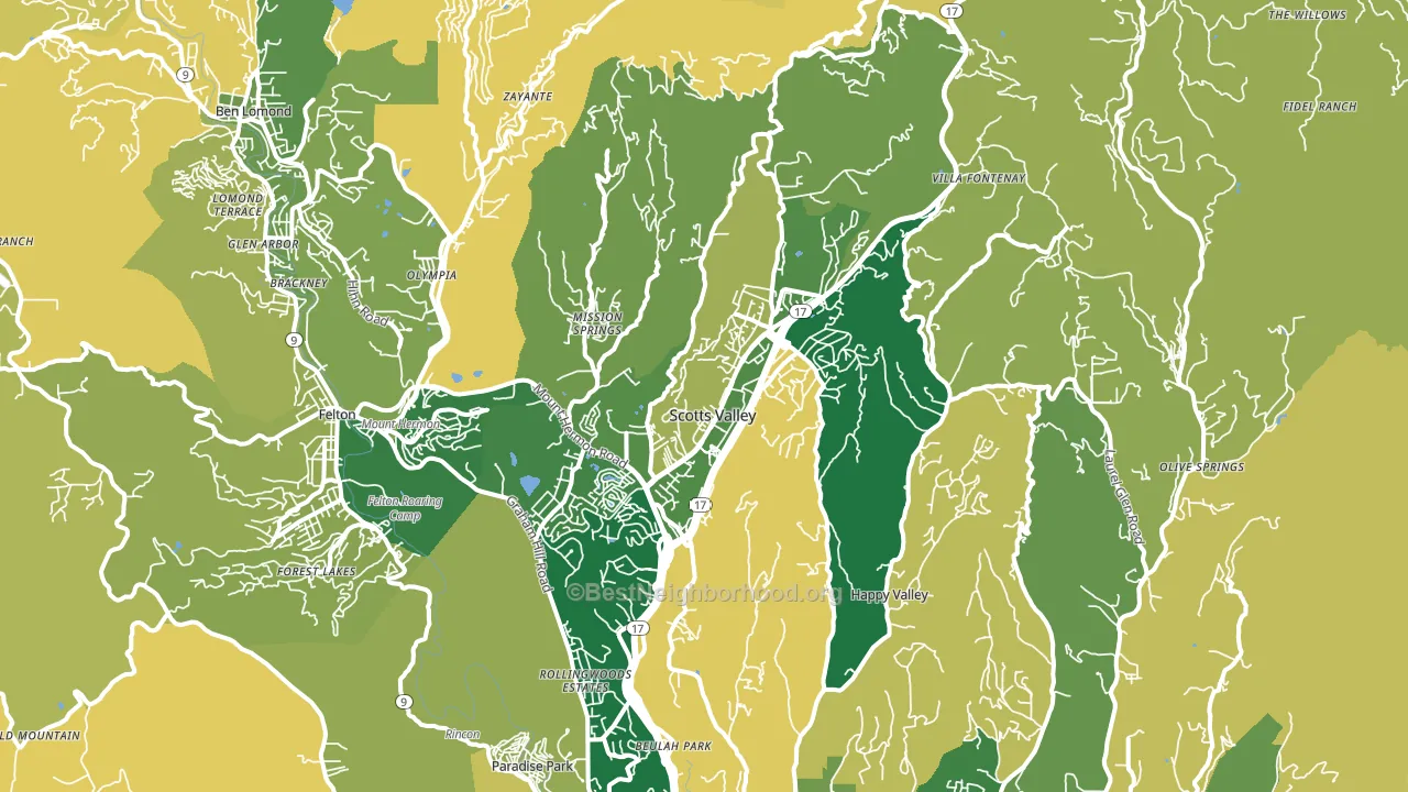Scotts Valley, CA block-group voter-turnout map