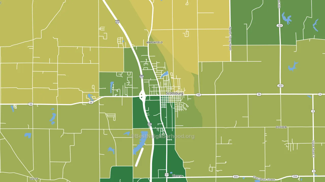Scottsburg, IN block-group voter-turnout map