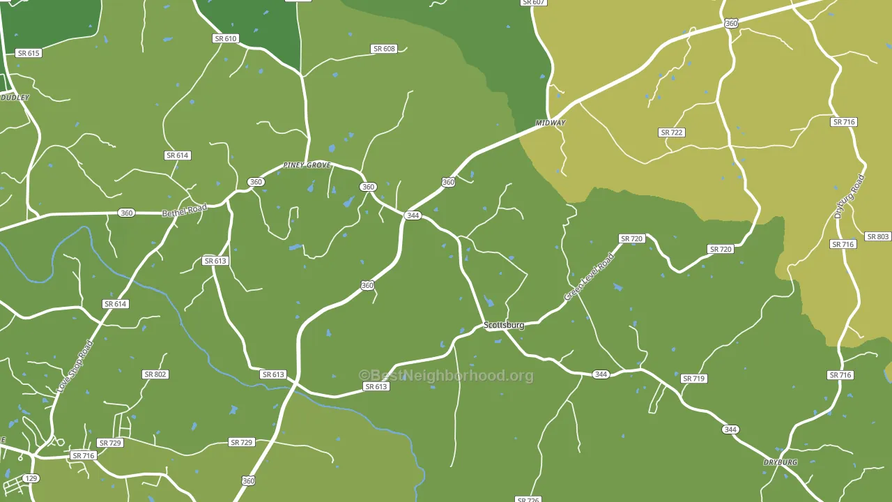 Scottsburg, VA block-group voter-turnout map