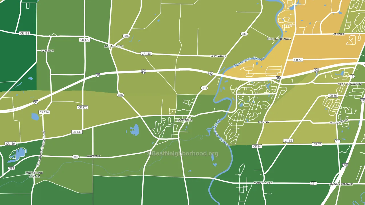 Scottsville, NY block-group voter-turnout map