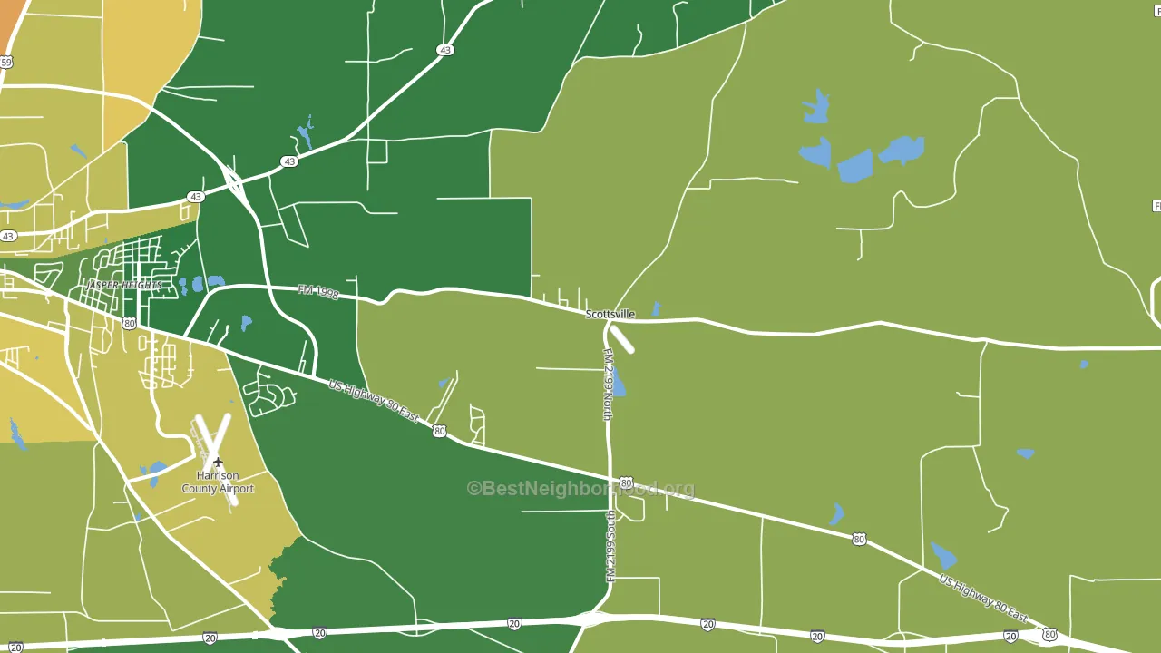 Scottsville, TX block-group voter-turnout map