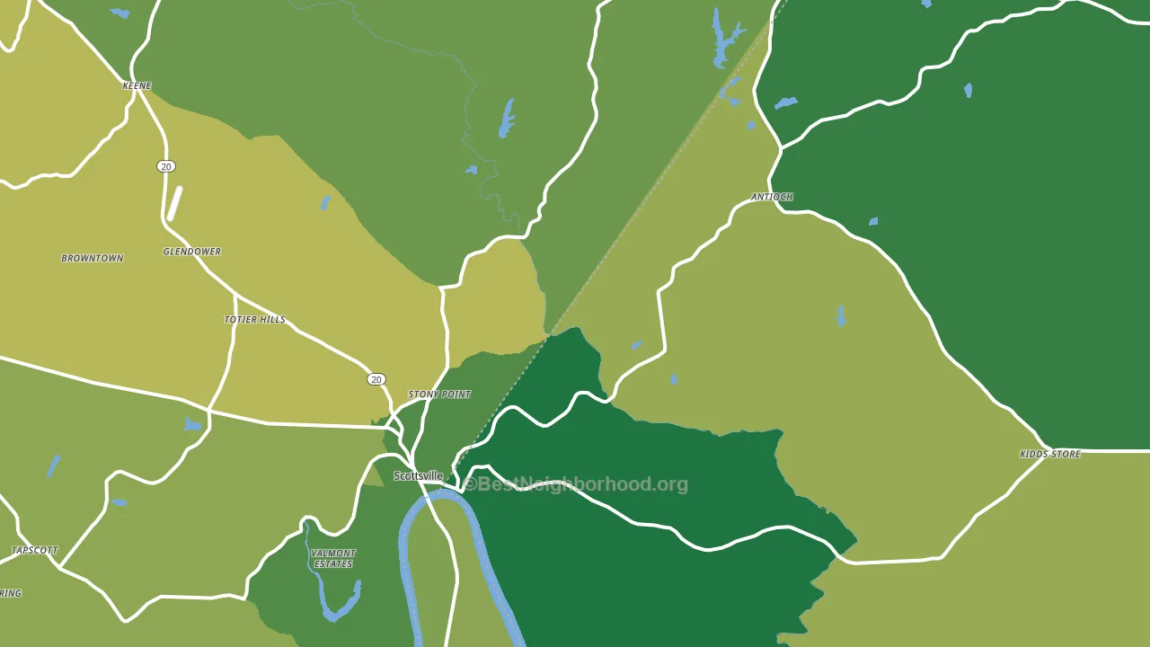 Scottsville, VA block-group voter-turnout map