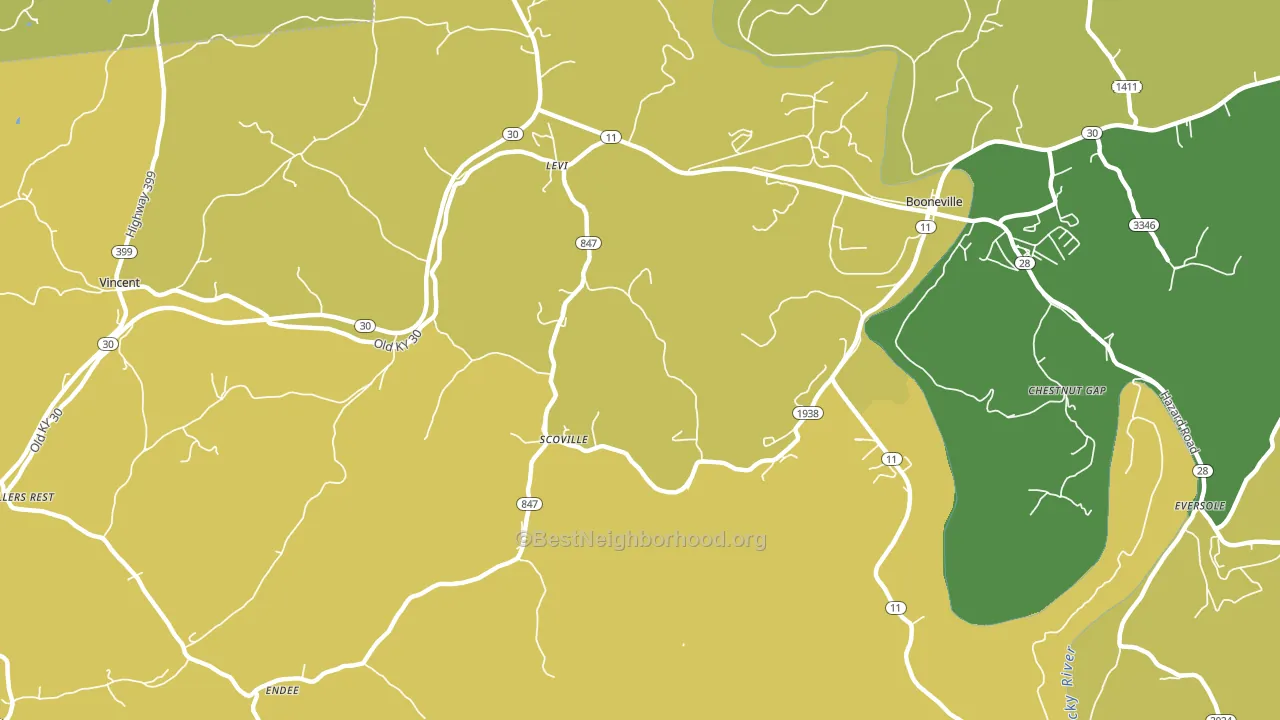 Scoville, KY block-group voter-turnout map