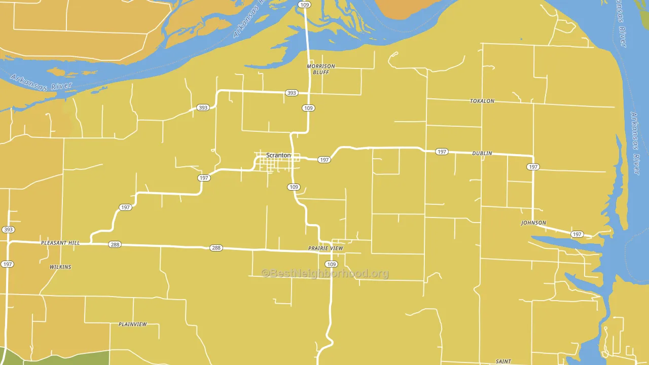 Scranton, AR block-group voter-turnout map