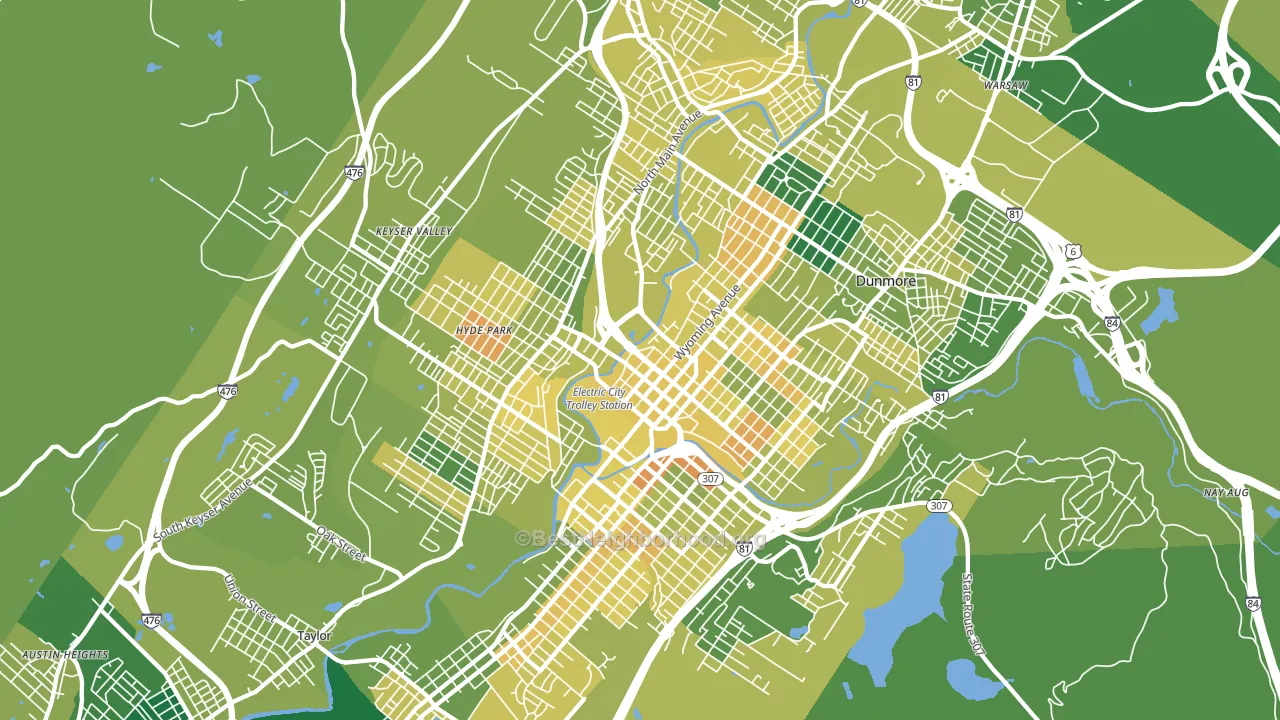 Scranton, PA block-group voter-turnout map