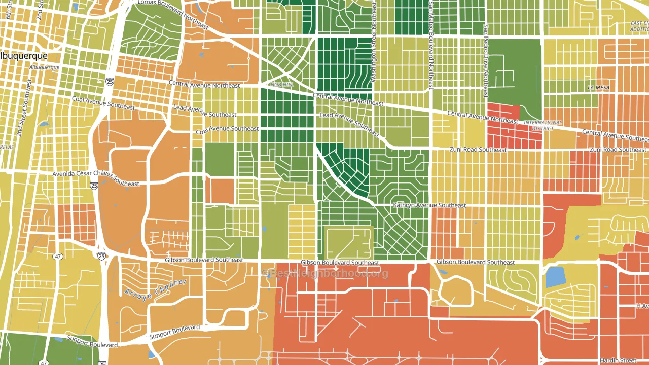 Se Heights, Albuquerque, NM block-group voter-turnout map
