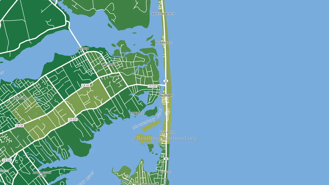 Sea Bright, NJ block-group voter-turnout map