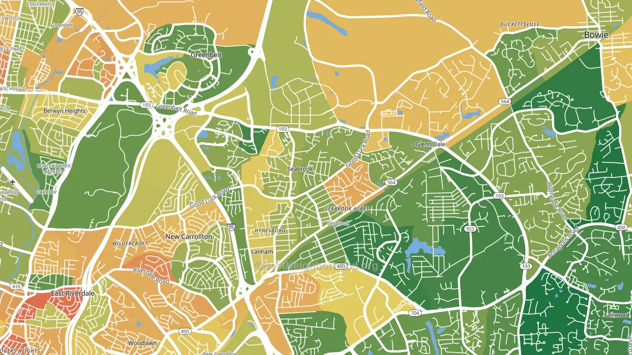 Seabrook, MD block-group voter-turnout map
