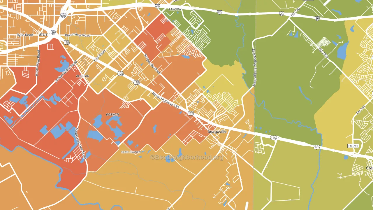 Seagoville, TX block-group voter-turnout map