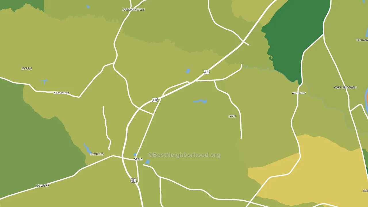 Seale, AL block-group voter-turnout map