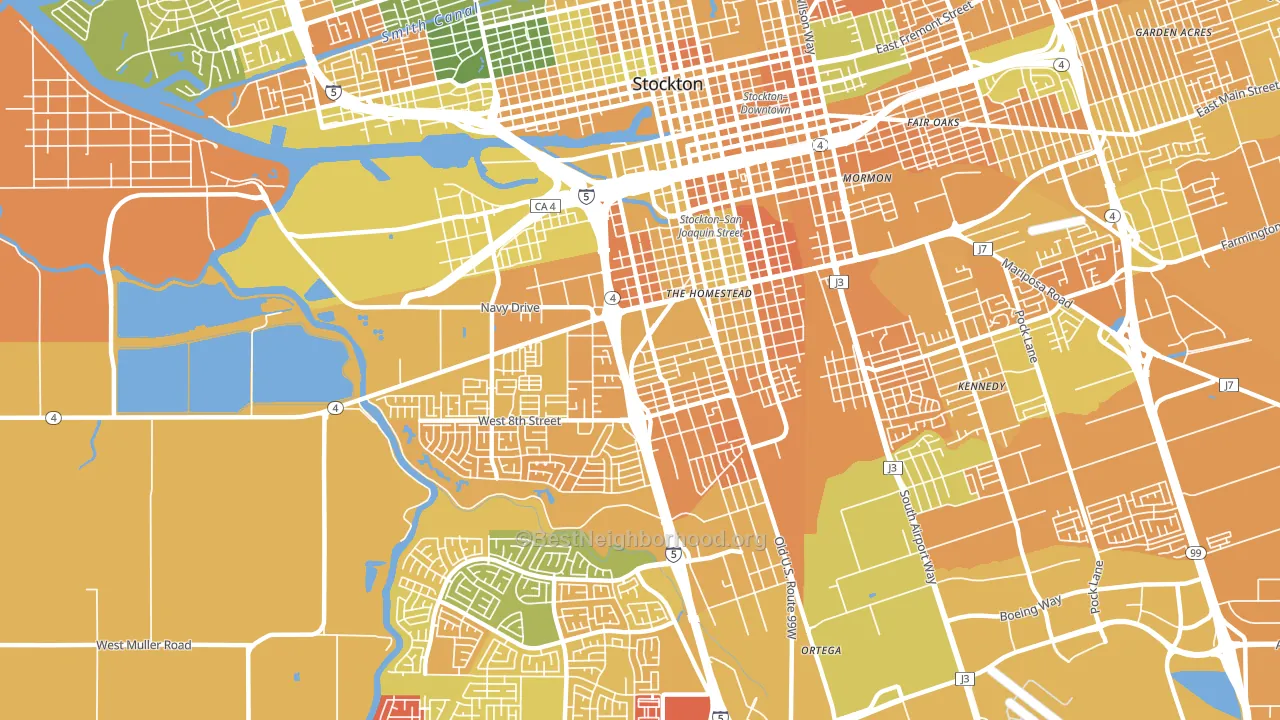Seaport, Stockton, CA block-group voter-turnout map