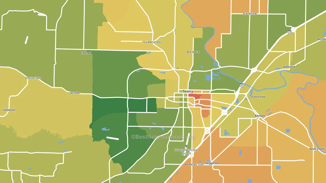Searcy, AR block-group voter-turnout map