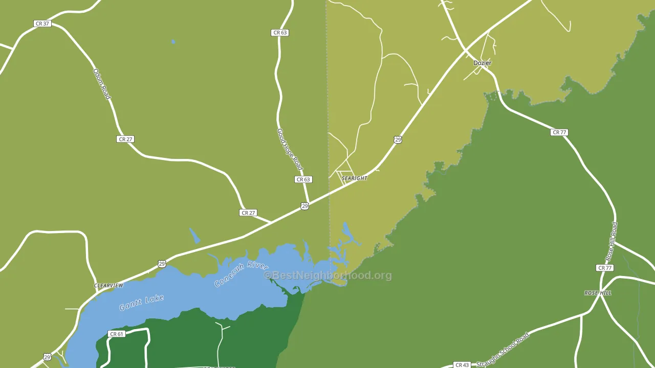 Searight, AL block-group voter-turnout map