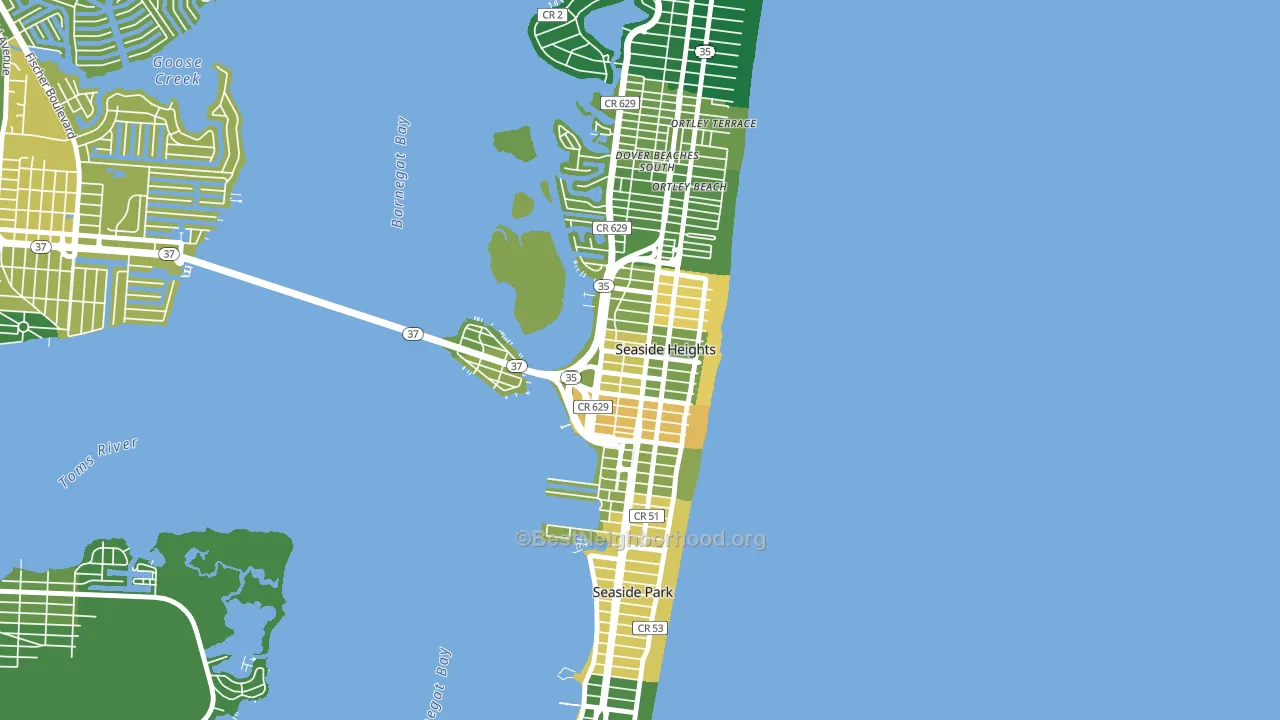 Seaside Heights, NJ block-group voter-turnout map