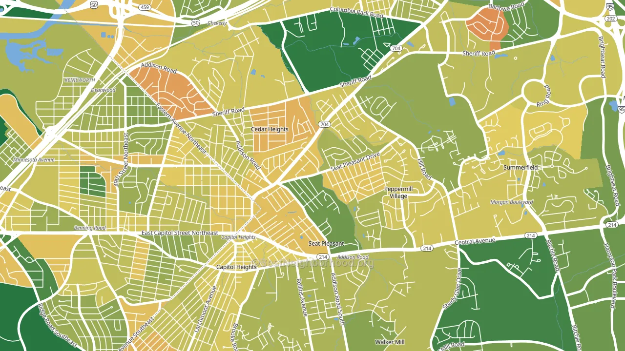 Seat Pleasant, MD block-group voter-turnout map