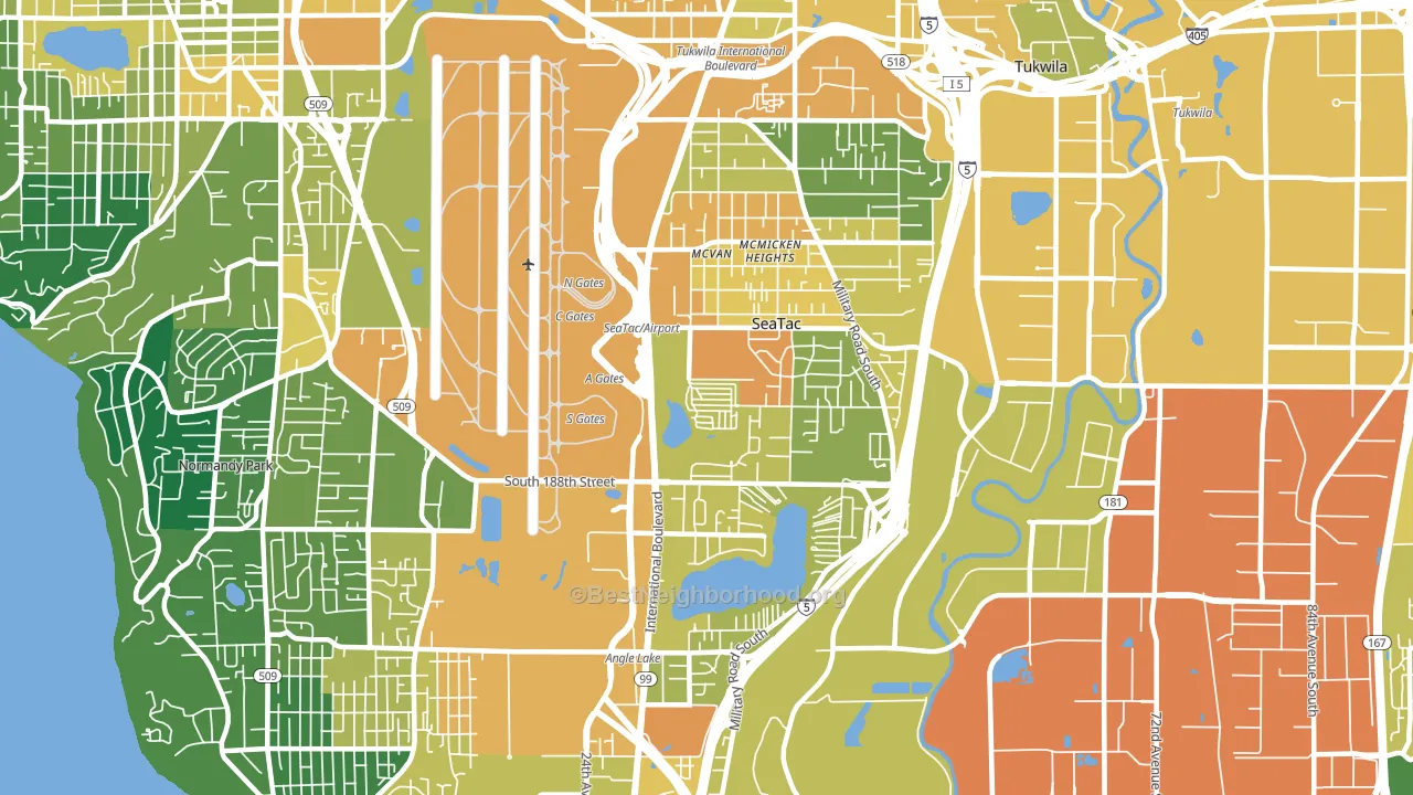 SeaTac, WA block-group voter-turnout map