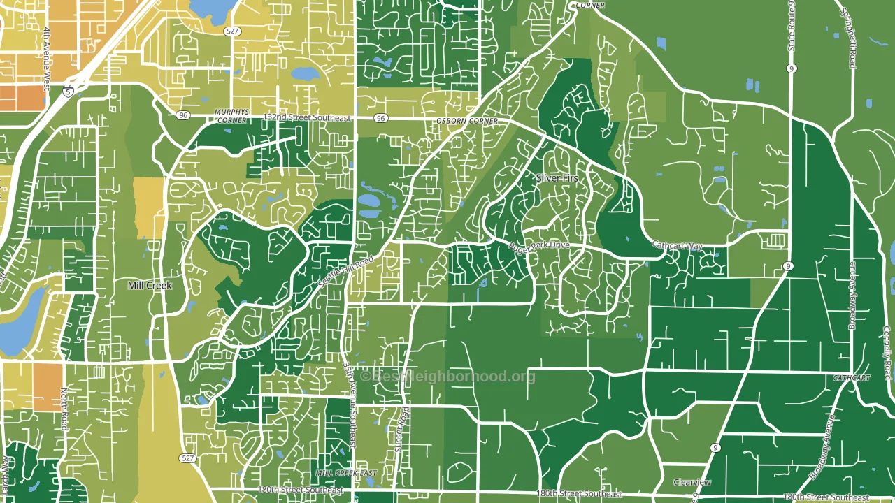 Seattle Hill-Silver Firs, Silver Firs, WA block-group voter-turnout map