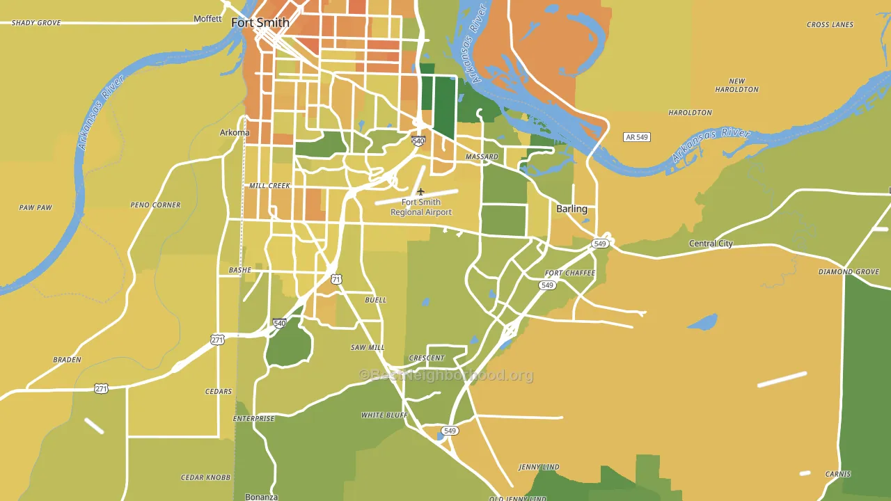 Sebastian County, AR block-group voter-turnout map
