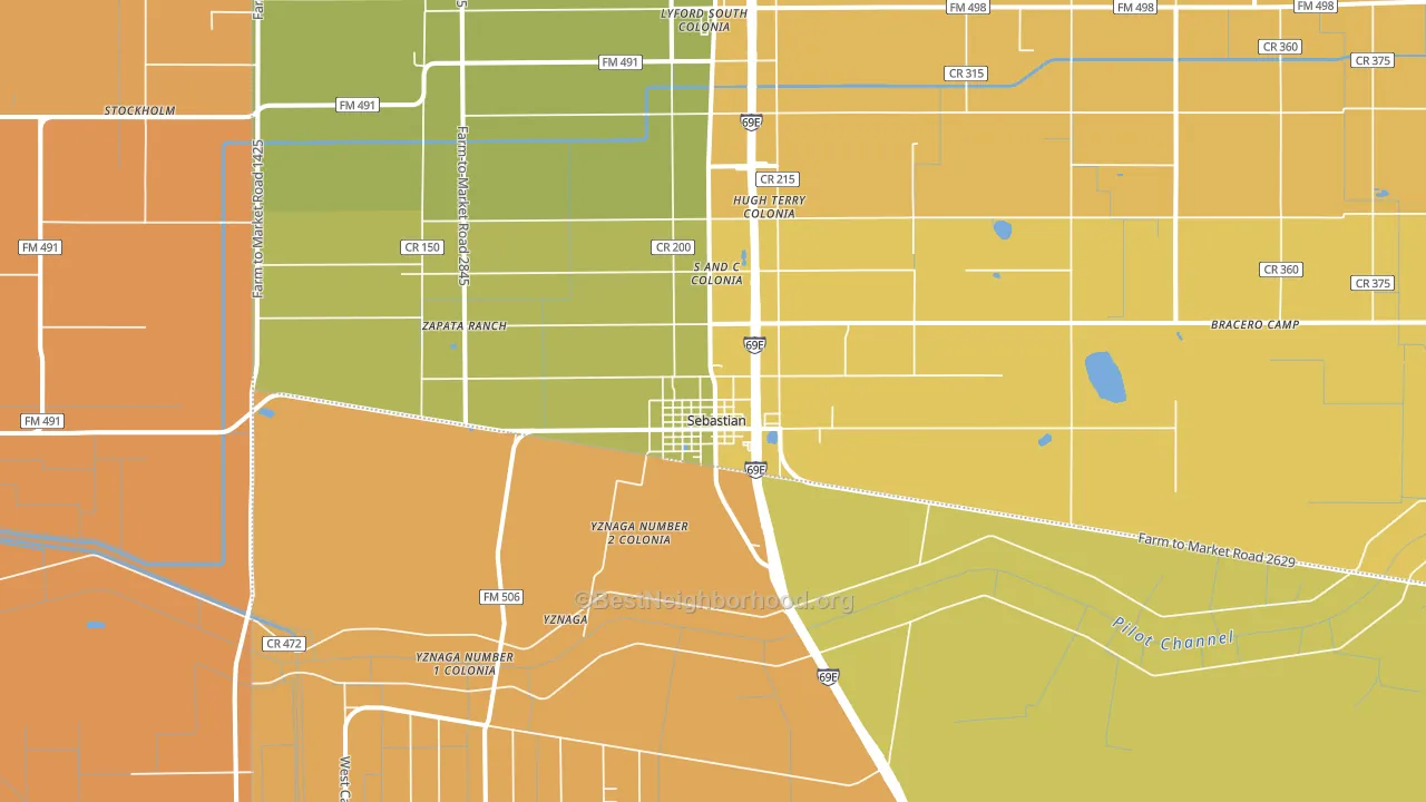 Sebastian, TX block-group voter-turnout map