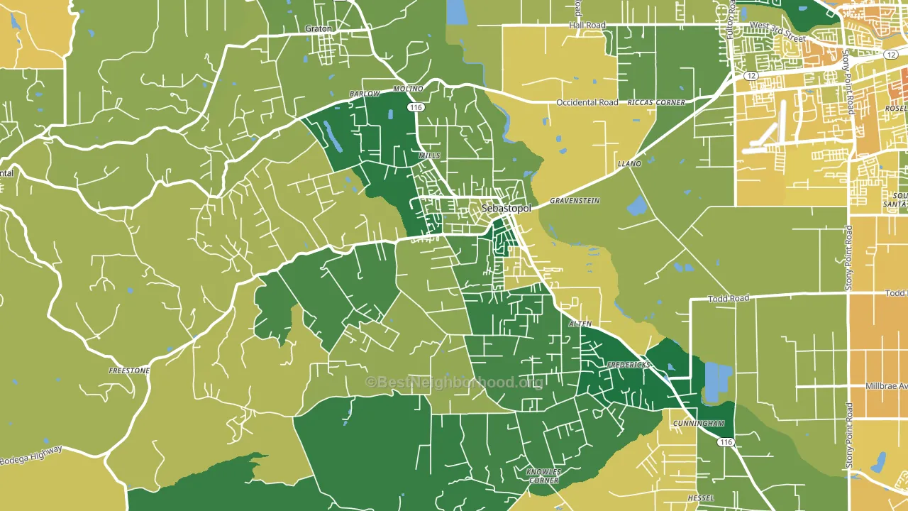 Sebastopol, CA block-group voter-turnout map