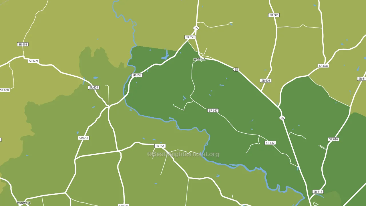 Sebrell, VA block-group voter-turnout map