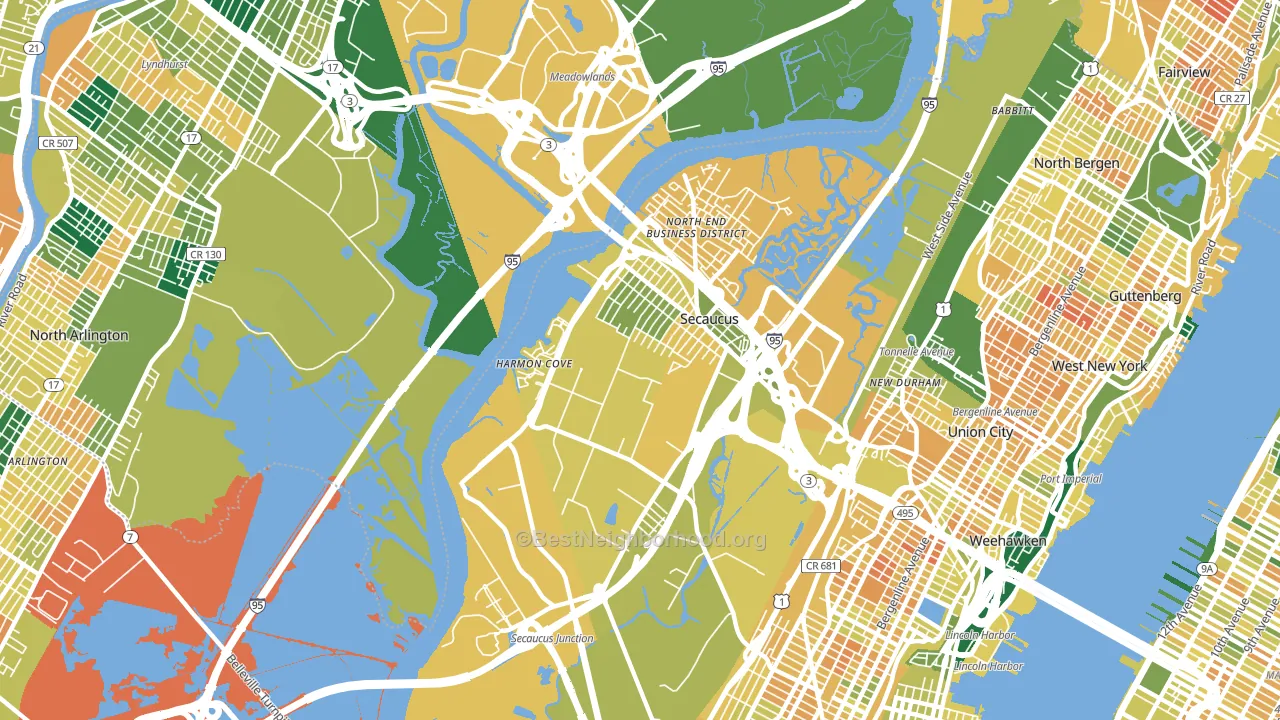 Secaucus, NJ block-group voter-turnout map