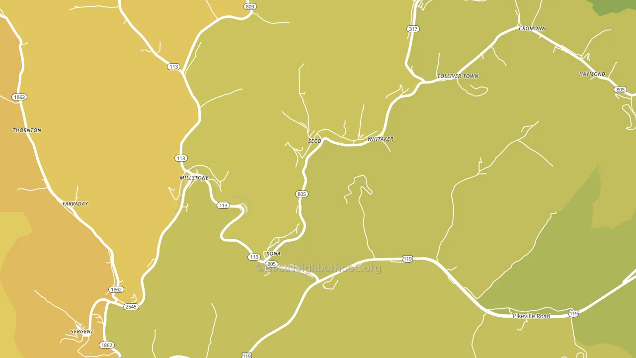 Seco, KY block-group voter-turnout map