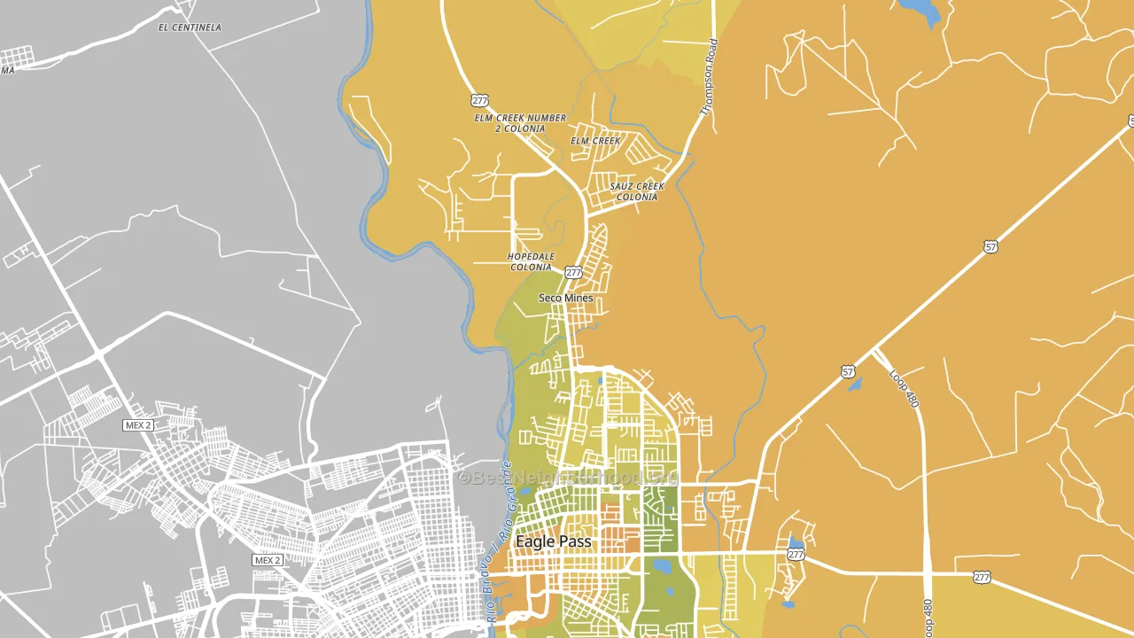 Seco Mines, TX block-group voter-turnout map