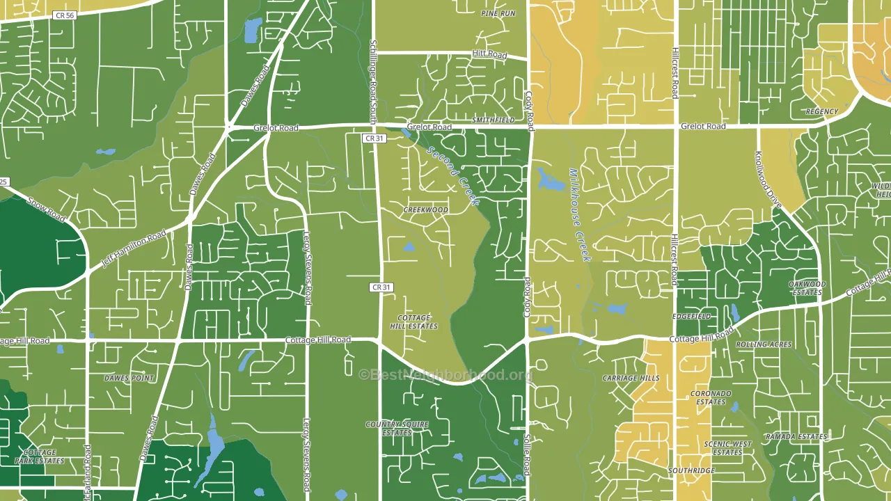 Second Creek, Mobile, AL block-group voter-turnout map