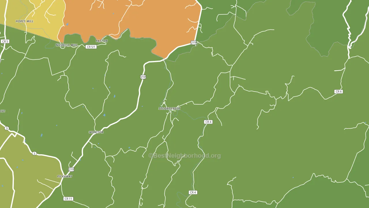 Secondcreek, WV block-group voter-turnout map