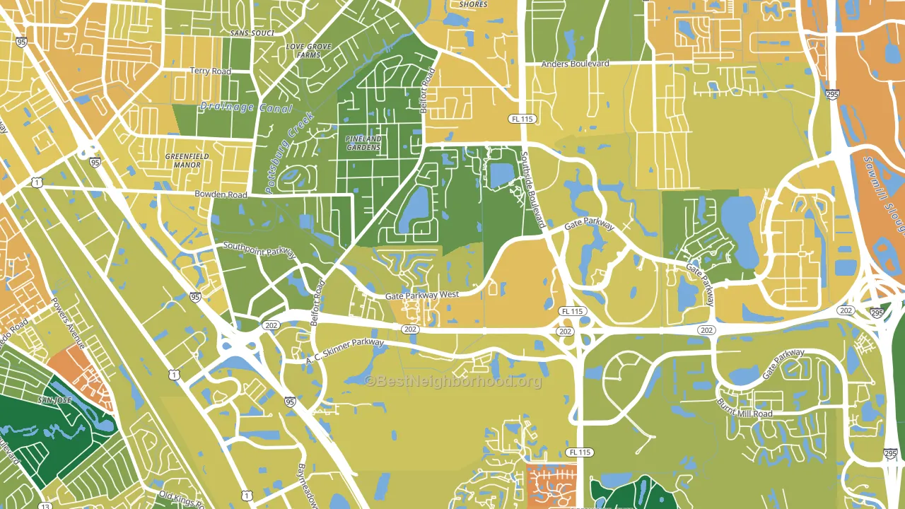 Secret Cove, Jacksonville, FL block-group voter-turnout map