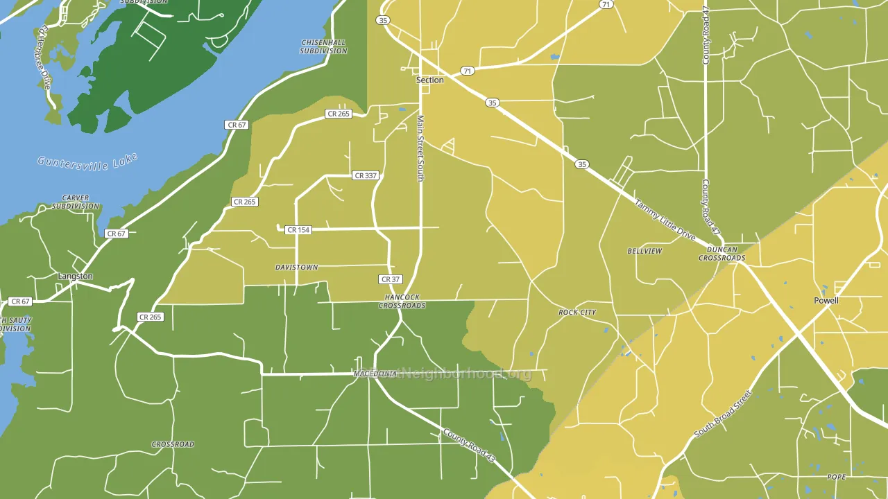 Section, AL block-group voter-turnout map