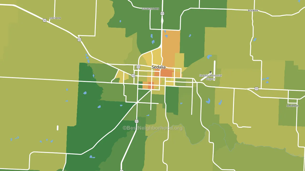 Sedalia, MO block-group voter-turnout map