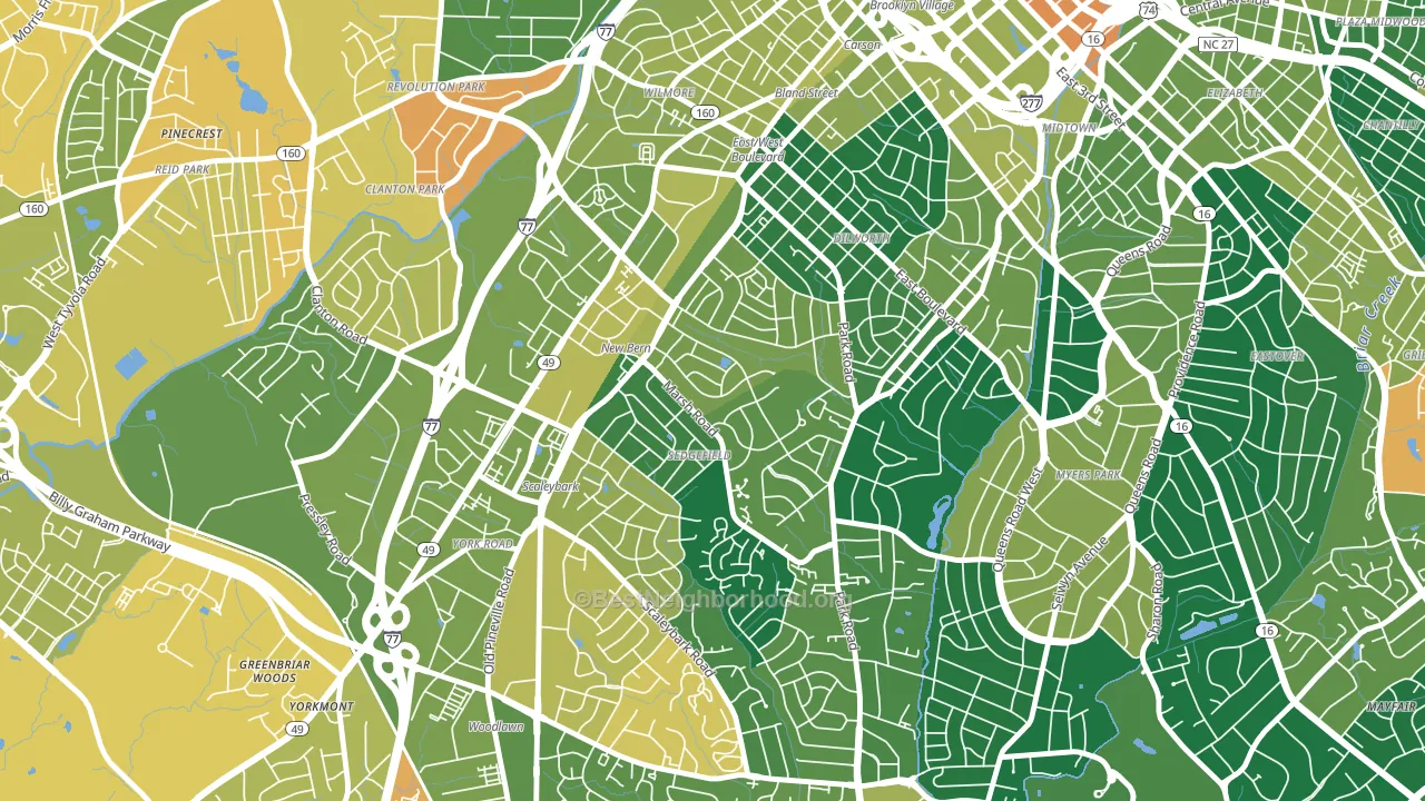 Sedgefield, Charlotte, NC block-group voter-turnout map