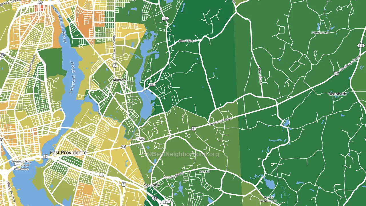 Seekonk, MA block-group voter-turnout map
