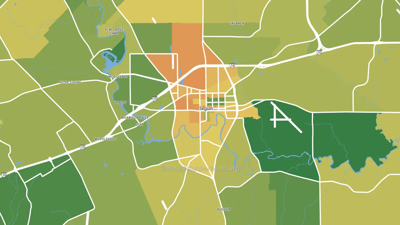 Seguin, TX block-group voter-turnout map