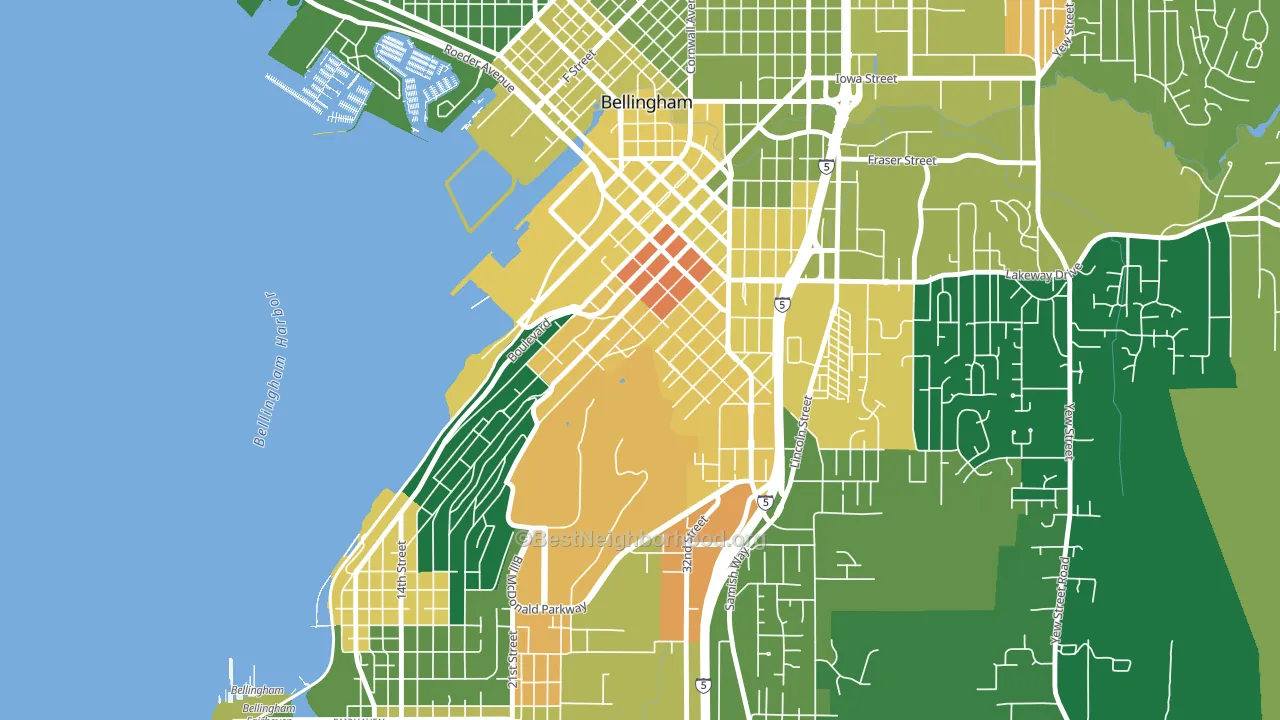 Sehome, Bellingham, WA block-group voter-turnout map