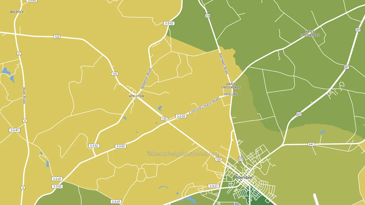 Seigling, SC block-group voter-turnout map