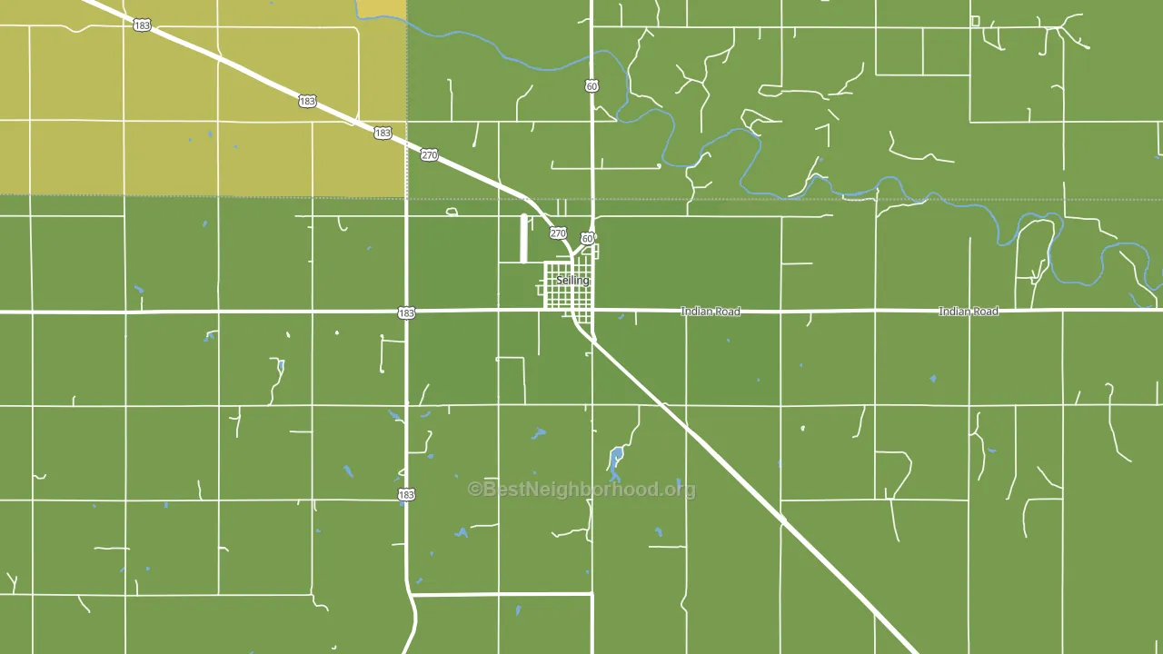 Seiling, OK block-group voter-turnout map