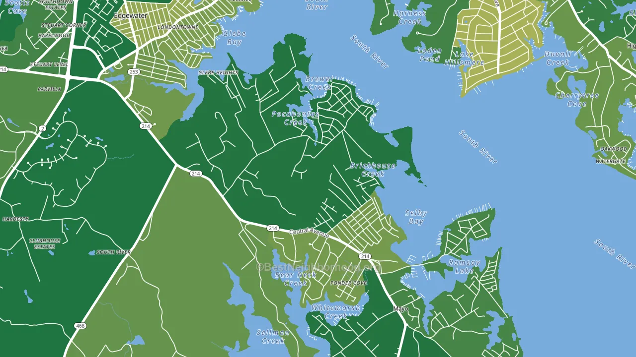Selby-on-the-Bay, Mayo, MD block-group voter-turnout map