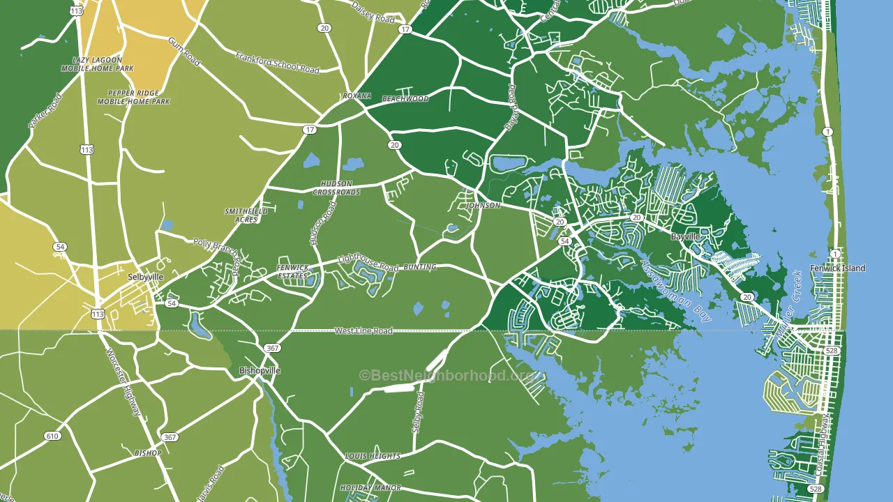 Selbyville, DE block-group voter-turnout map