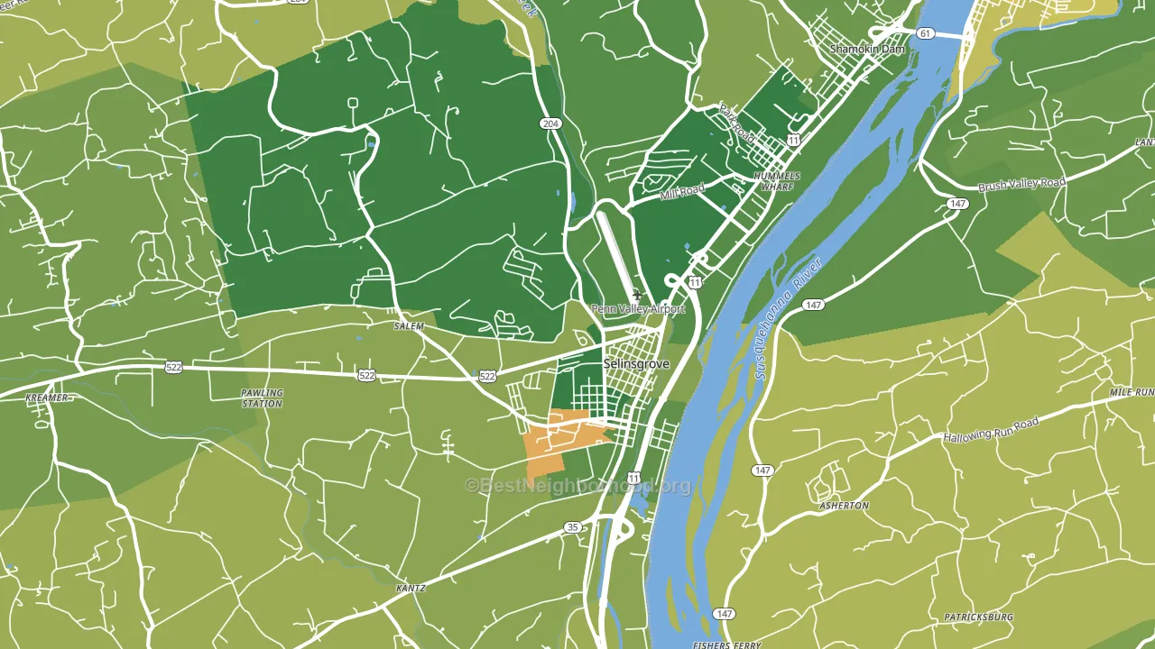 Selinsgrove, PA block-group voter-turnout map